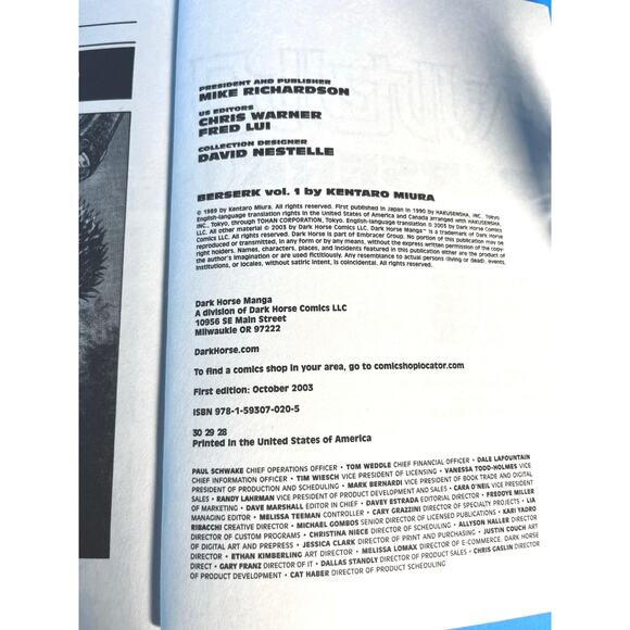 Berserk Volume 1 by Kentaro Miura | Dark Horse Manga | 2003 1st Edition English - Picture 5 of 8